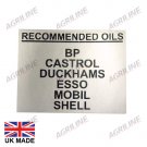 Decal- Recommended Oils MF135