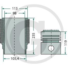 PISTON SET piston  98 mm  gudgeon pin  35 mm