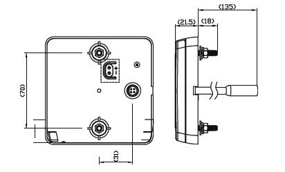 Technical Dimensions Square Combination Lamps 