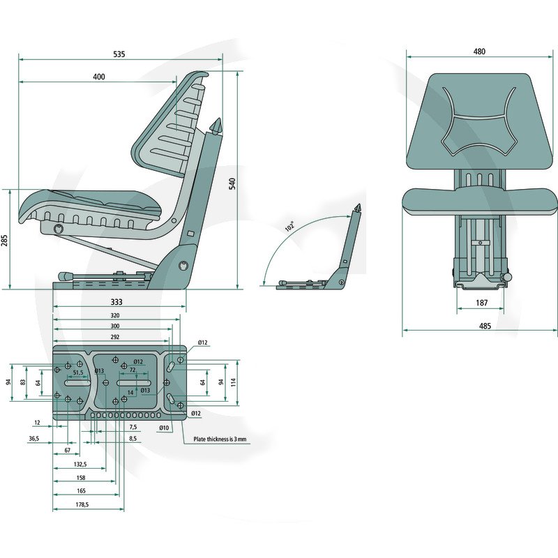 Mechanical suspension seat with suspension 