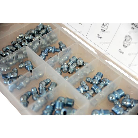 Grease Nipple Assortment - Metric (110 pcs.) 	Sizes: M6, M8, M10 