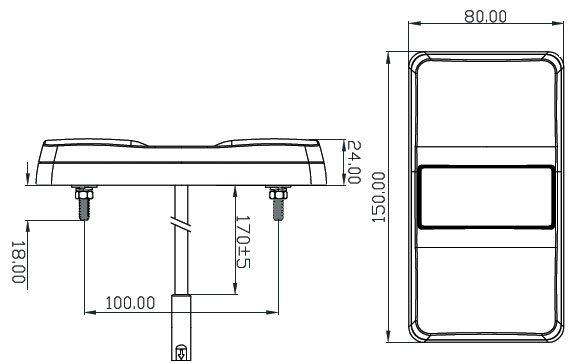 Technical Dimensions  Rectangular Combination Lamps 