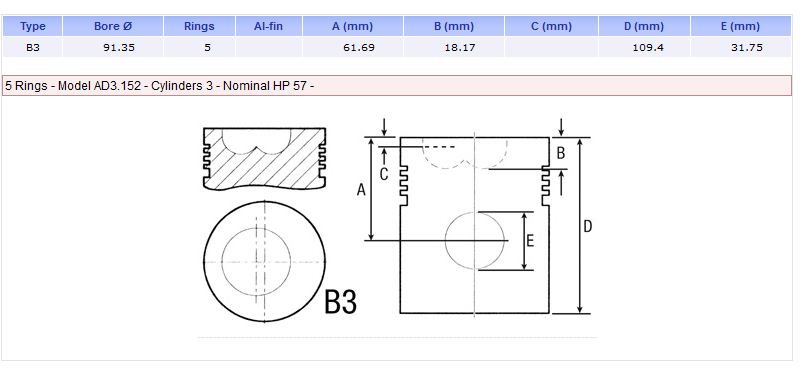 Piston & Pin A3.152 ,91.49mm