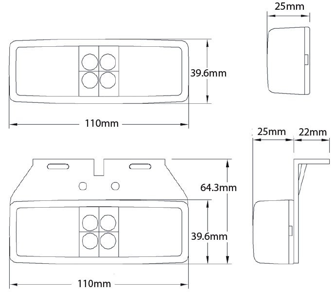 Technical Dimensions Side Marker