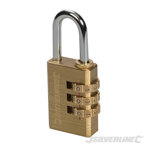 3 Digit Combination Padlock Brass