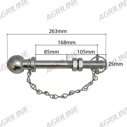 50mm Ball Hitch Pin with Chain 