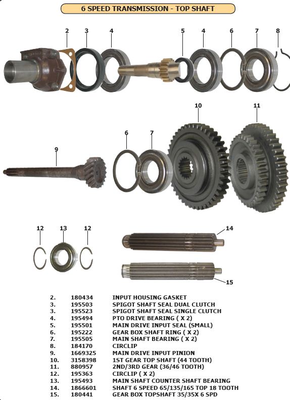 35, 135 Top shaft,  Parts Not listed available to order