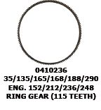 Ring gear 3 cylinder perkins , (03352854)