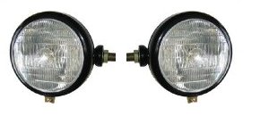 Head lights black Pair side mounted 150mm Dia, (03507508)